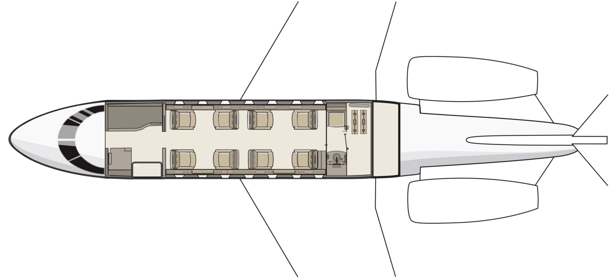 Floorplan Bombardier Challenger 604 mit allen räumen