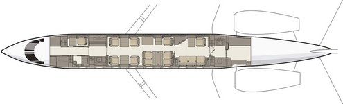Gulfstream G650 Floorplan day configuration Gulfstream G650 Grundriss
