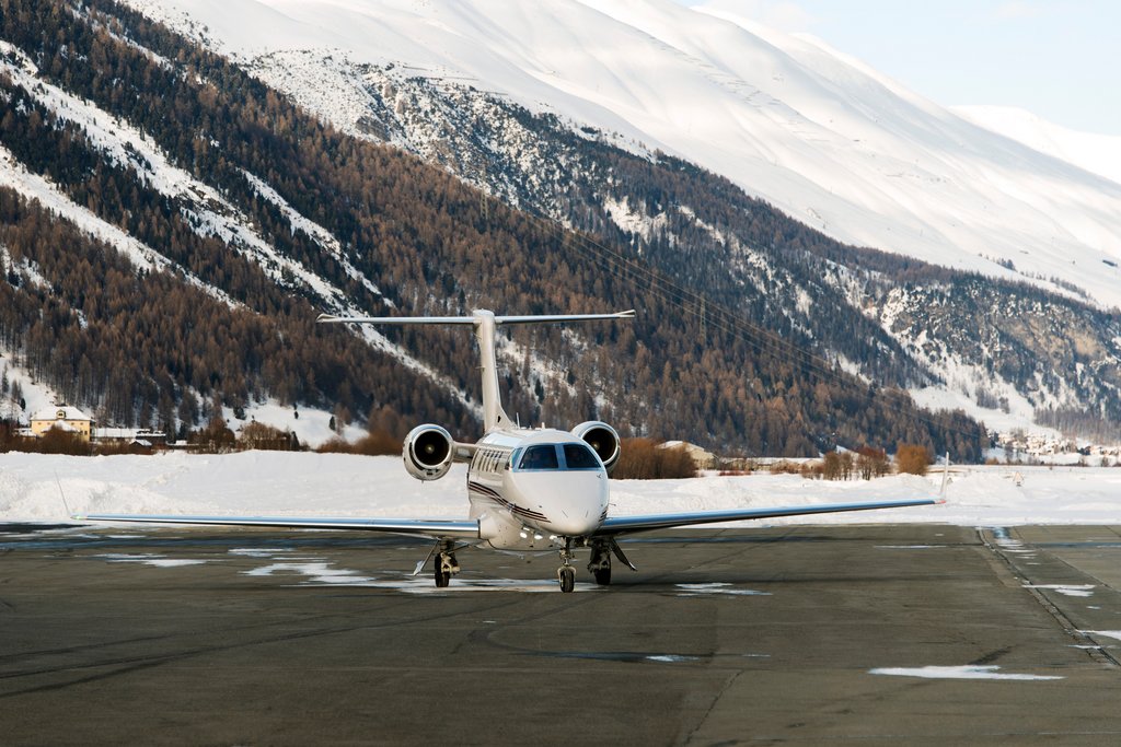 Private jet in the snow